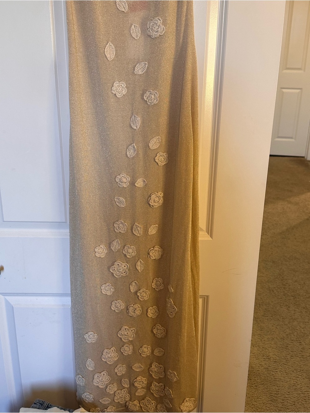 Caroline Constas Designer Mesh Gold Sheer Dress Maxi Vacation - Picture 3 of 5
